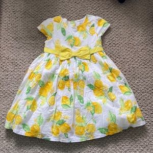Almost New Gymboree Short Sleeve Lemon Dress with Yellow Bow in Front-Size 5T